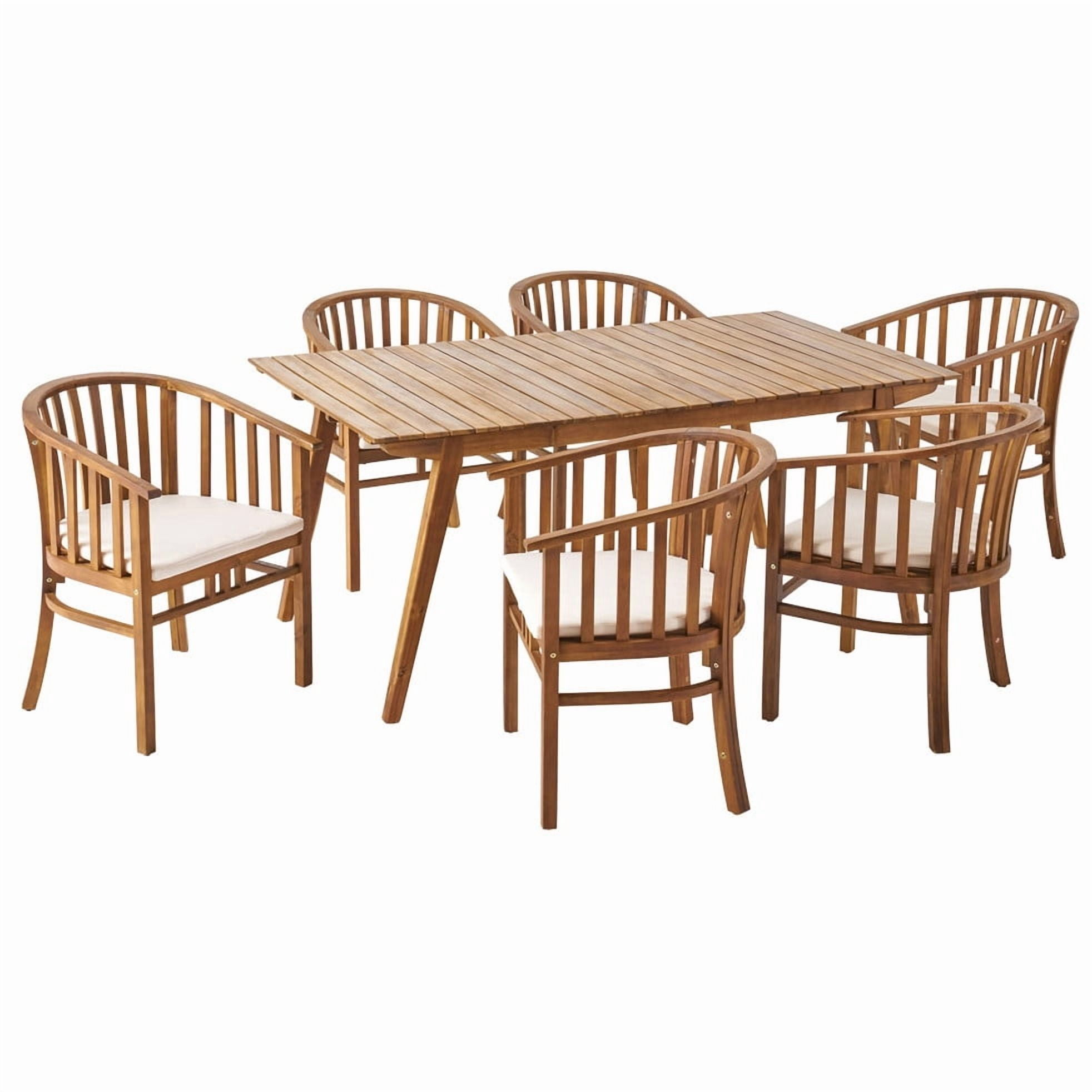 Mintazer 7-Piece Patio Dining Set, Patio Outdoor Dining Set with Rectangular Table & 6 Arm Chairs, Patio Furniture Sets with Water-Resistant Cushions, Natural