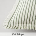 thumbnail image 2 of Pack of 2 Olive Green Pillow Covers 24x24 Inch Striped Farmhouse Couch Throw Pillow Covers with Fringe Chic Linen Decorative Cushion Eruo Sham for Sofa Living Room Bed Outdoor Home Decor, 2 of 18