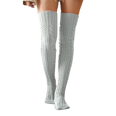 

FOCUSNORM Women Elegant Cable Knit Over-Knee Socks Home Leg Warmers Thigh High Boot Socks Long Tube Socks for Fall WinteR