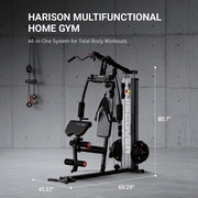 HARISON Home Gym - Full Body Workout Equipment, Exercise Equipment with 450lbs, Multifunctional Home Gym Equipment for Home with Pulley System, Weight Bench, Rowing Machine