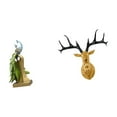 thumbnail image 6 of 2 Pieces Deer Head Wall Sculpture Peacock Statue Resin Decorative Figurine for Living Room Office Desk Entryway Decor, 6 of 8