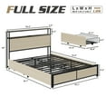 thumbnail image 5 of Fluest Full Bed Frame with 2-Tier Storage Headboard, USB Port and LED Light, 4 Storage Drawers, Begie, 5 of 7