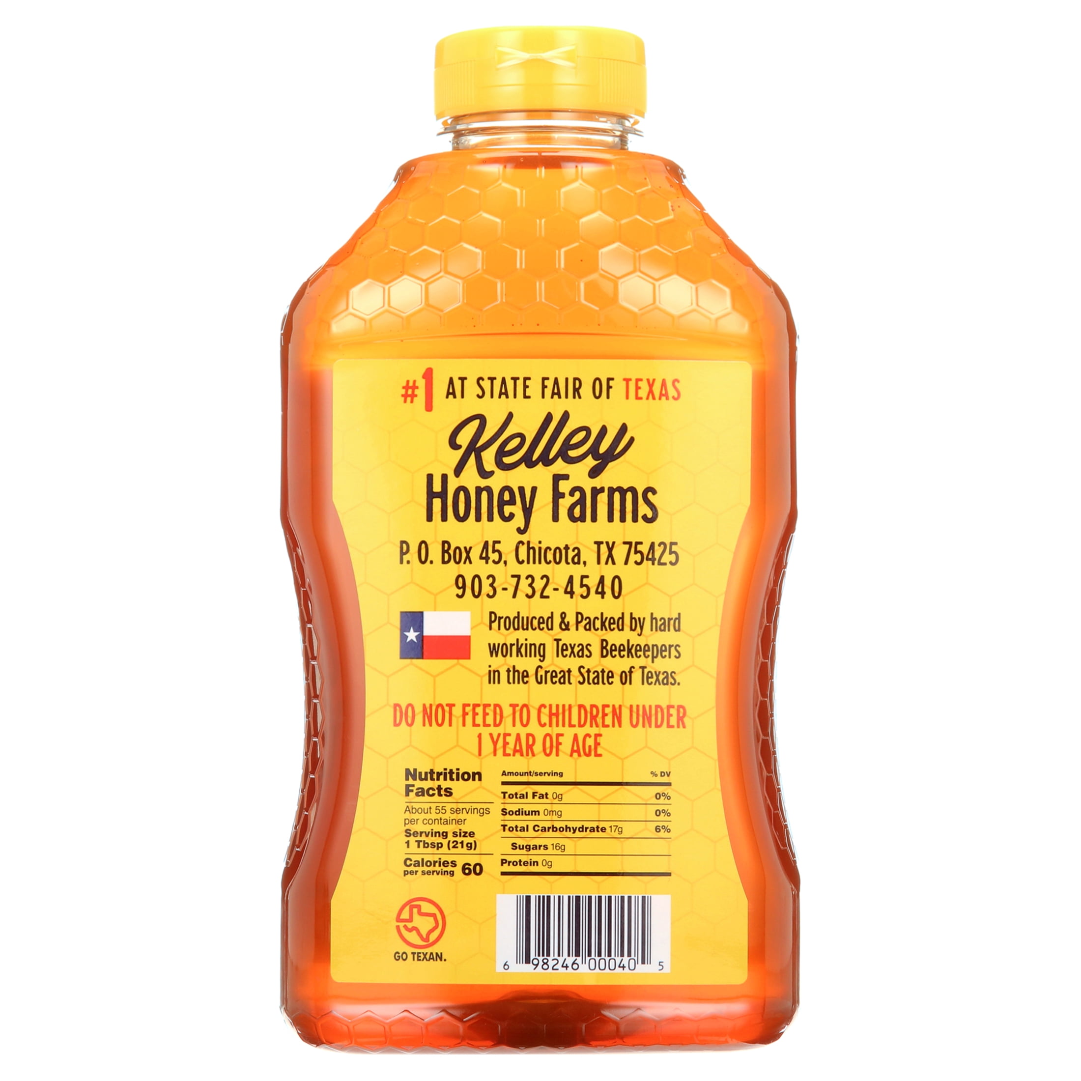 (3 pack) Kelley Honey Farms Raw and Unfiltered Honey, Pure, 40 oz Squeeze Bottle