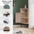 thumbnail image 6 of 39.7" Corner Storage Cabinet with Adjustable Shelf and Rattan Doors, Small Boho Corner Shelf Stand with Open Storage, Freestanding Cabinet for Bathroom, Living Room/Metal Legs/Natural Oak, 6 of 7