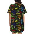 thumbnail image 3 of Naloa Pixel Game Women's Short-Sleeved Pajama Set, Loungewear, Summer pajamas, Breathable Cozy - Large, 3 of 9