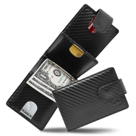 Bifold Wallets For Men With Removable Money Clip RFID - Vegan Leather Slim Mens Wallet With ID Window Front Pocket Wallet Gifts For Men