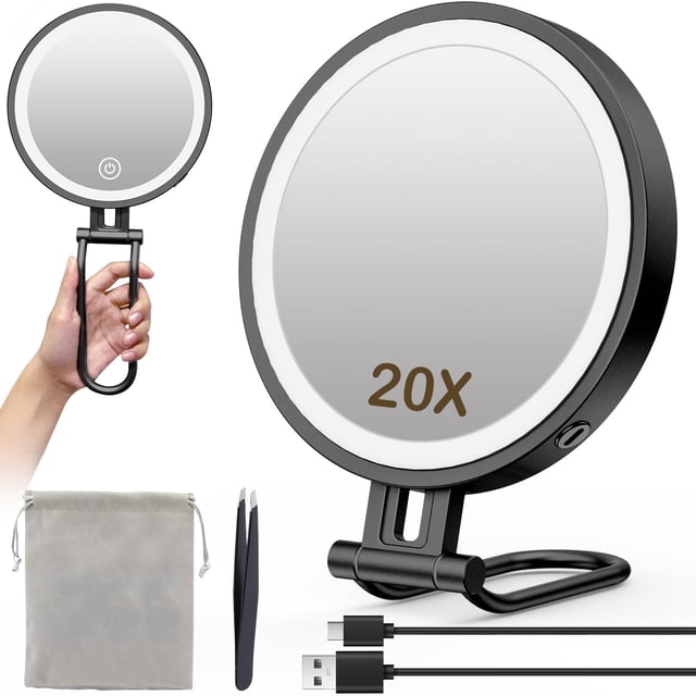 Espejo de maquillaje IMIKONA con aumento de 1X/20X con luces de 3000 mAh