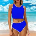 thumbnail image 2 of Women Split Swimsuit Lace Mesh Swimwear U Neck Neon Cute Bathing Suit Back Tie Swim Suits Support Push-Up Bikini Sexy Causal Swimwear Build In Bras 2025 Summer, 2 of 7