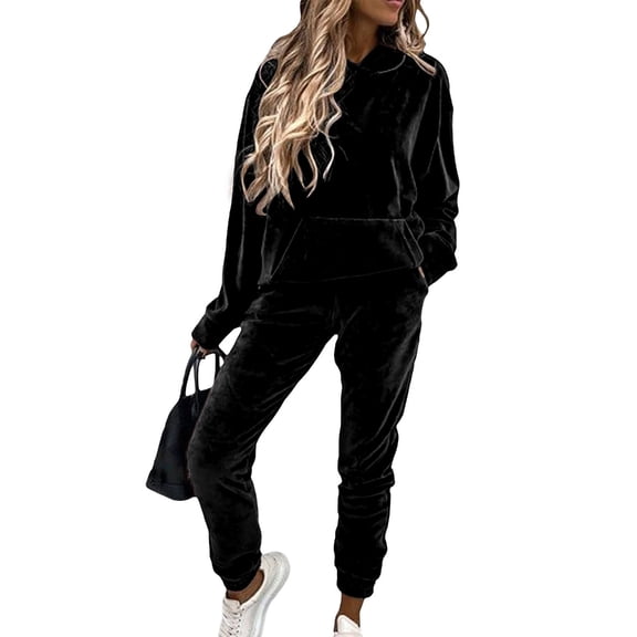 Aellinatey Velour Lounge Sets for Women 2 Piece Velvet Tracksuits Jogging Hoodie Sweatsuits Soft Sports Leisure Jogger Outfit