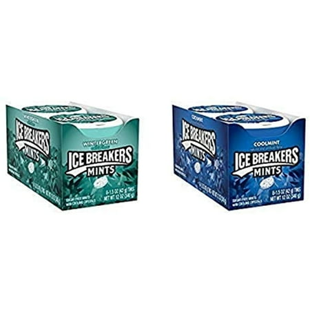 Ice Breakers Sugar Free Mints  Wintergreen 1.5 Ounce (Pack Of 8) And Ice Breakers Sugar Free Mints  Coolmint  1.5 Ounce (Pack Of 8)