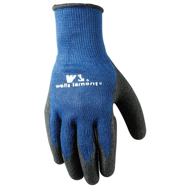 Guantes de trabajo Wells Lamont negro/azul para hombre, talla L, paquete de 1