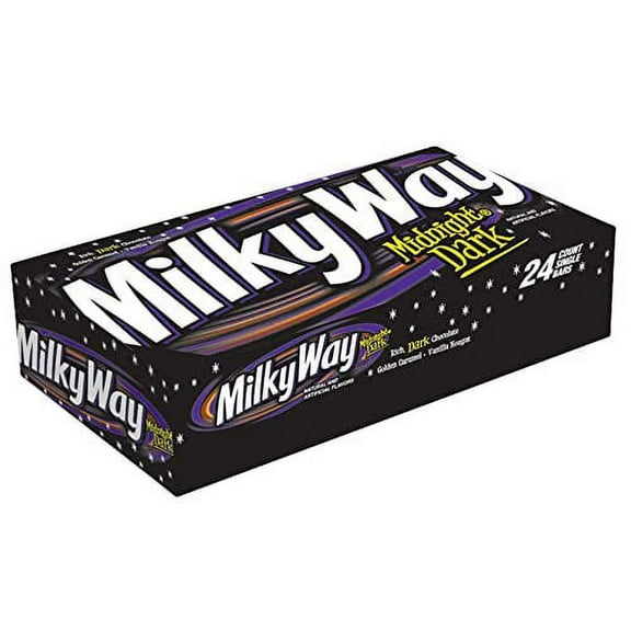 MILKY WAY-- Single Size Candy Bars--Midnight Dark Chocolate Caramel Nougat Candy Bars--Individually Sized--24-1.76oz. In