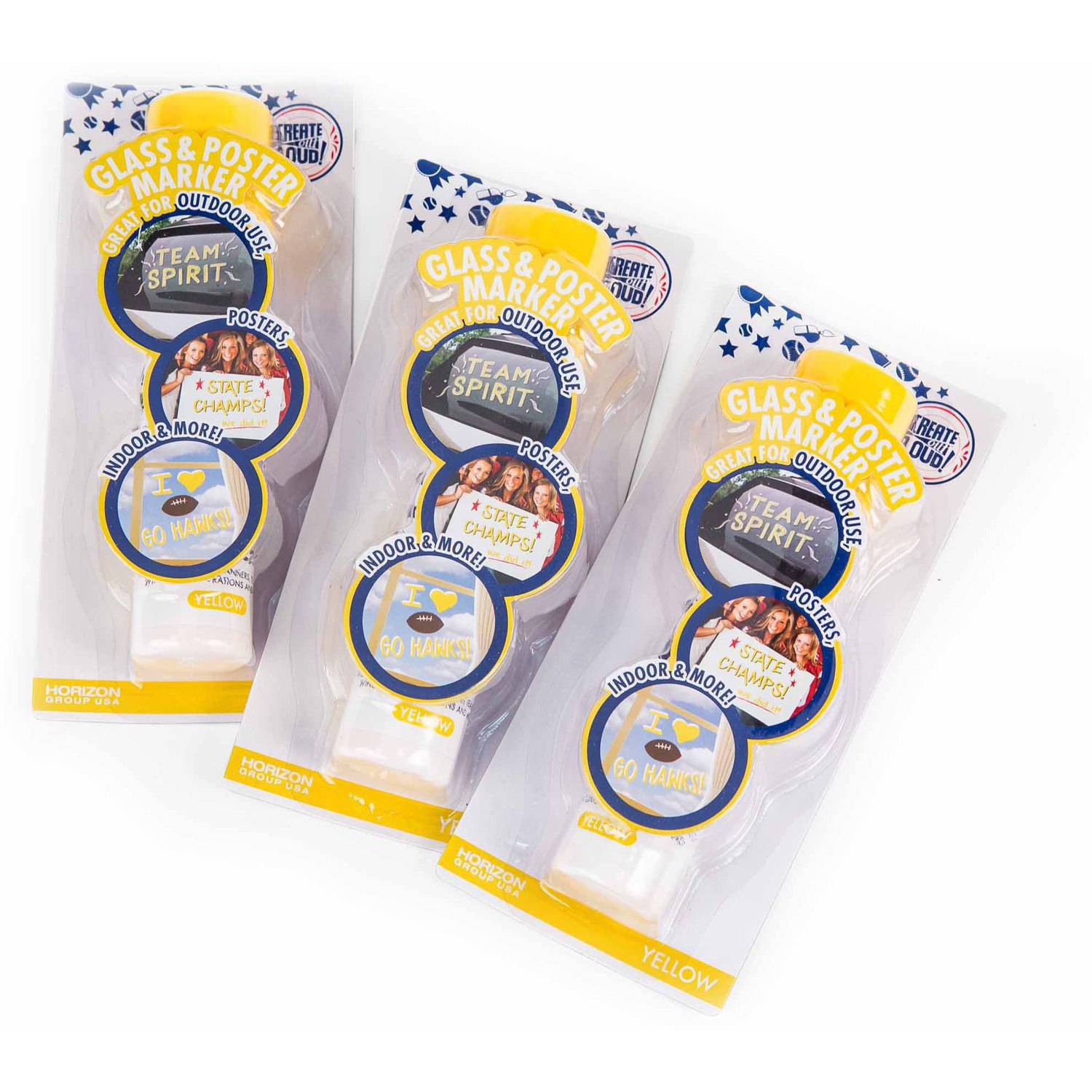 Horizon Group USA Create Out Loud Yellow Glass Poster Marker 3pk  Horizon Group USA Create Out Loud Yellow Glass Poster Marker 3pk