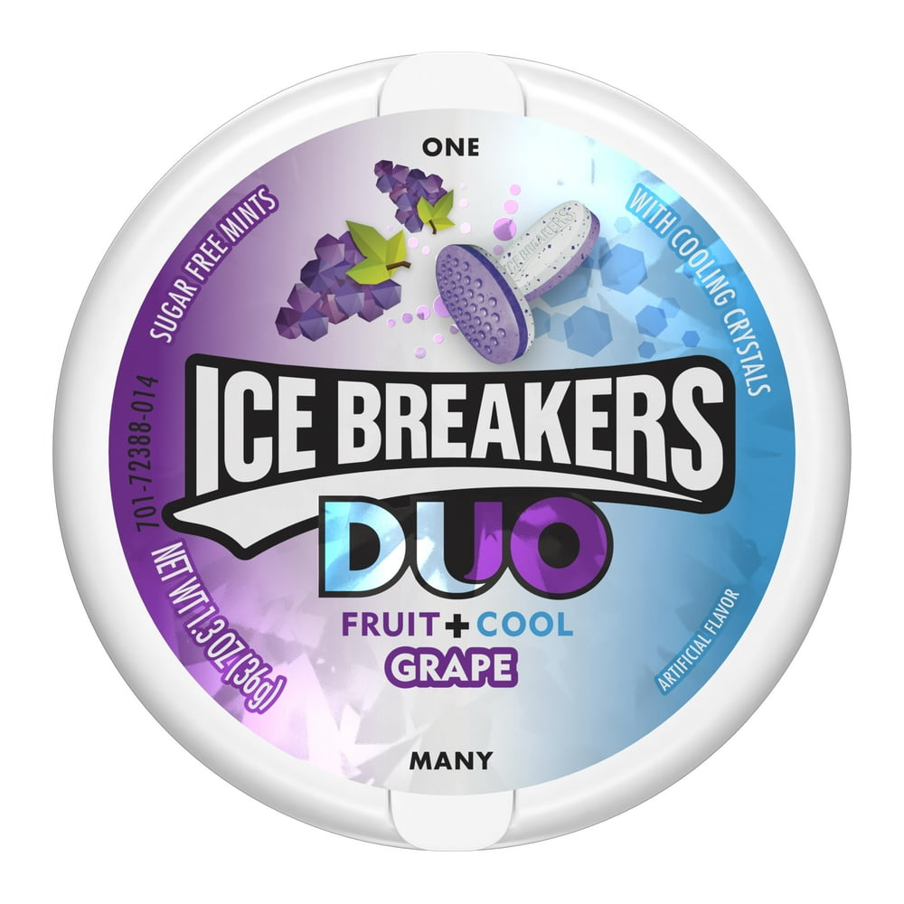 Ice Breakers Duo, Grape Flavored Mints, 1.3 Oz