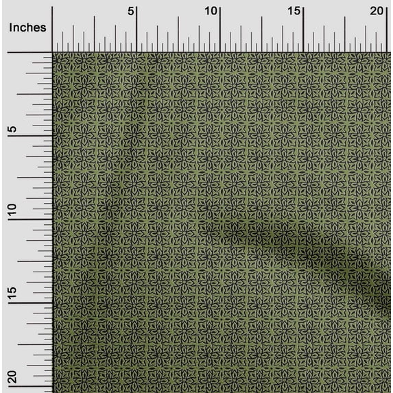 oneOone Cotton Poplin Fabric Floral Block Printed Craft Fabric BTY 56 Inch Wide