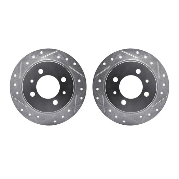 Dynamic Friction Company Rear Brake Rotors-Drilled and Slotted-Silver 7002-67087
