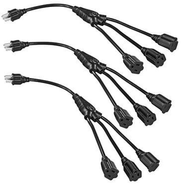 DEWENWILS Extension Cord for Indoor with 3 Outlets Splitter, 18 Inch 16/3 SJTW Power Cord 3 Pack