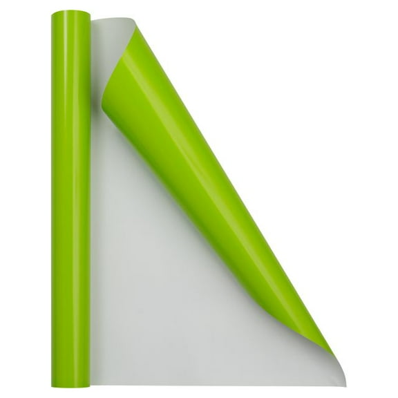 JAM Paper Glossy Wrapping Paper, 26.3 Sq ft (17 in x 18 Ft), Lime Green, 1/Pack