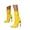 Yellow, variant on Women's Patent Leather Knee-Middle Biker Boots - Stiletto Ultra High Heel Boots for Party, Carnival & Holiday Events | Stylish Dress Footwear
