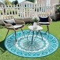 thumbnail image 3 of Aonewoe Round Outdoor Rugs 8Ft Waterproof Patio Plastic Straw Rug Reversible Camping Carpet Indoor Outdoor Area Rug for Patio,Deck,Balcony,Picnic,Beach,Outside, 3 of 9