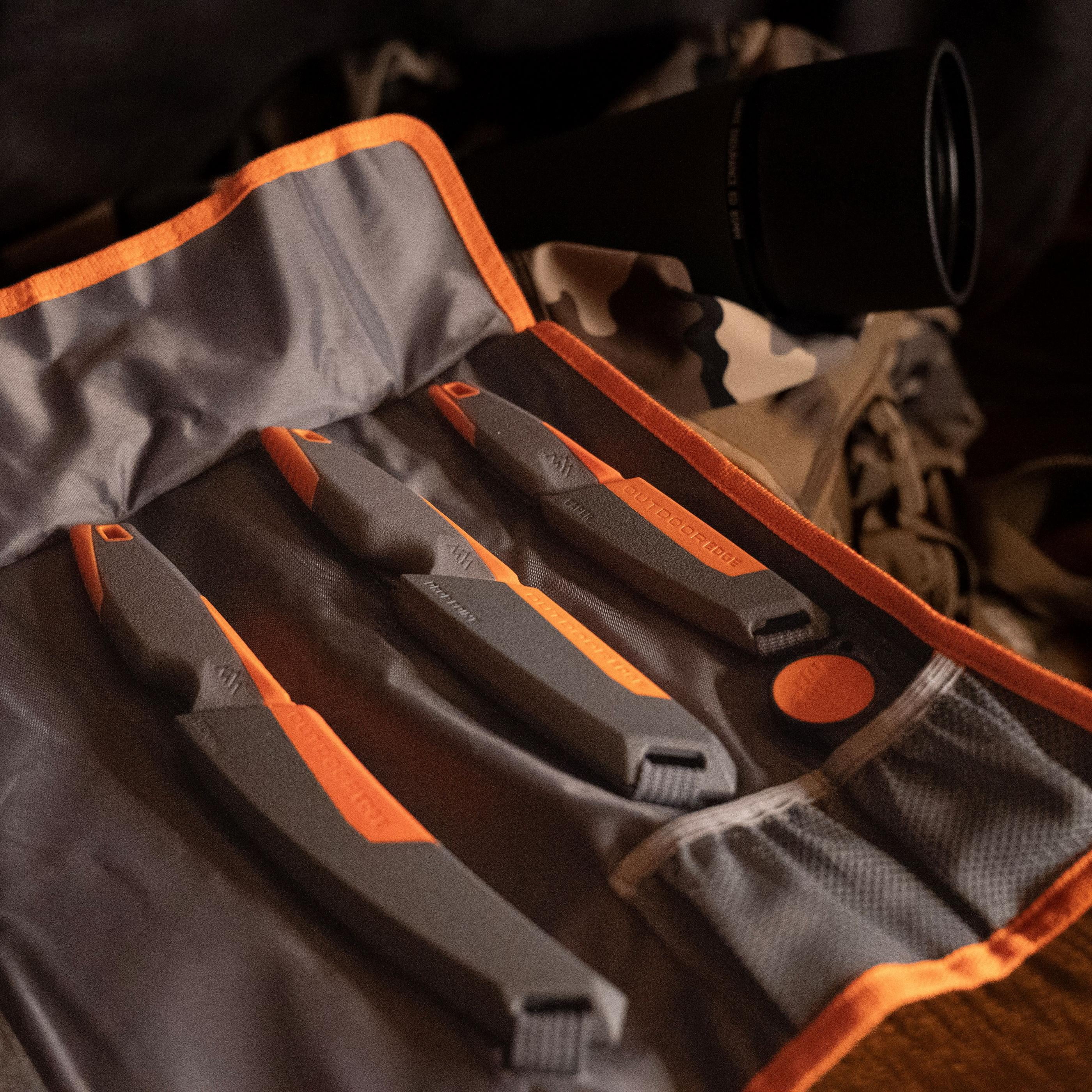 Outdoor Edge Vantex 4-Piece Processing Kit- Includes Drop Point, Caping, Boning Blades, and 2 Stage Sharpener