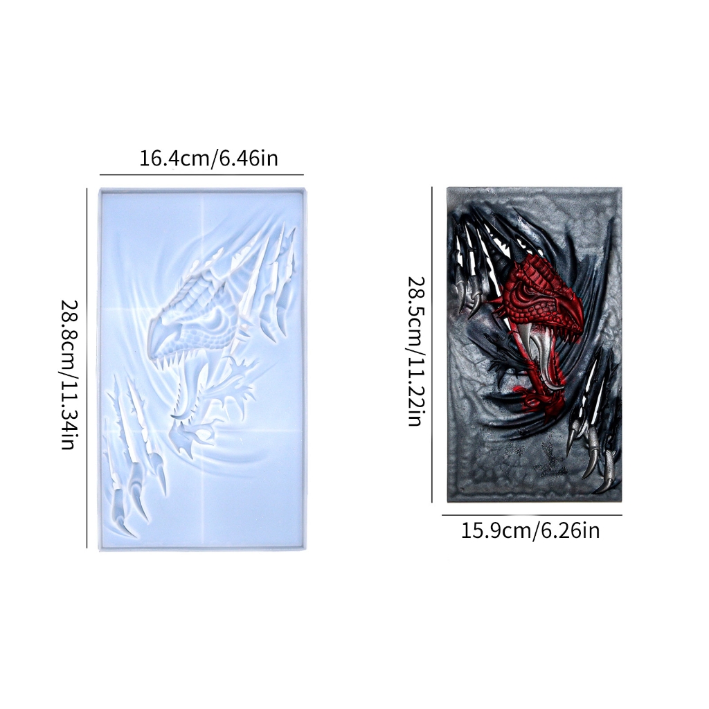 BQBQERT 3D Fierce Dragon Wall Decoration Silicone Mold Handicraft Epoxy Resin Ornament Living Room Desktop Decorations