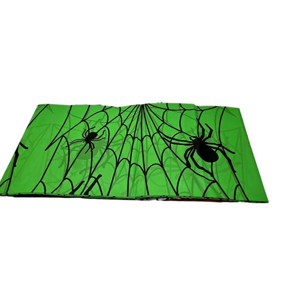 Lime Green Halloween Black Spider Web Plastic Reusable Rectangular Tablecloth 54 x 108-2 Count