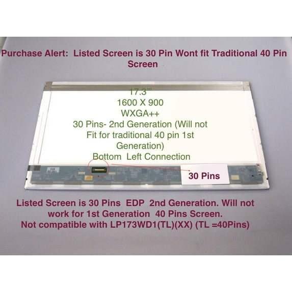 Dell M6rgm Replacement LAPTOP LCD Screen 17.3" WXGA++ LED DIODE (Substitute Replacement LCD Screen Only. Not a Laptop ) (0M6RGM N173FGE-E23 REV.C1)