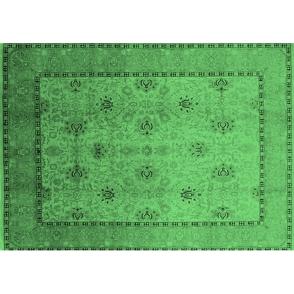 Ahgly Company Indoor Rectangle Oriental Emerald Green Industrial Area Rugs, 7' x 9'