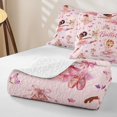 thumbnail image 4 of Castle Fairy Ballet Dance Girl Twin Quilt Set,Floral Butterfly Flamingo Twin Coverlet Set,Pink White, 4 of 7