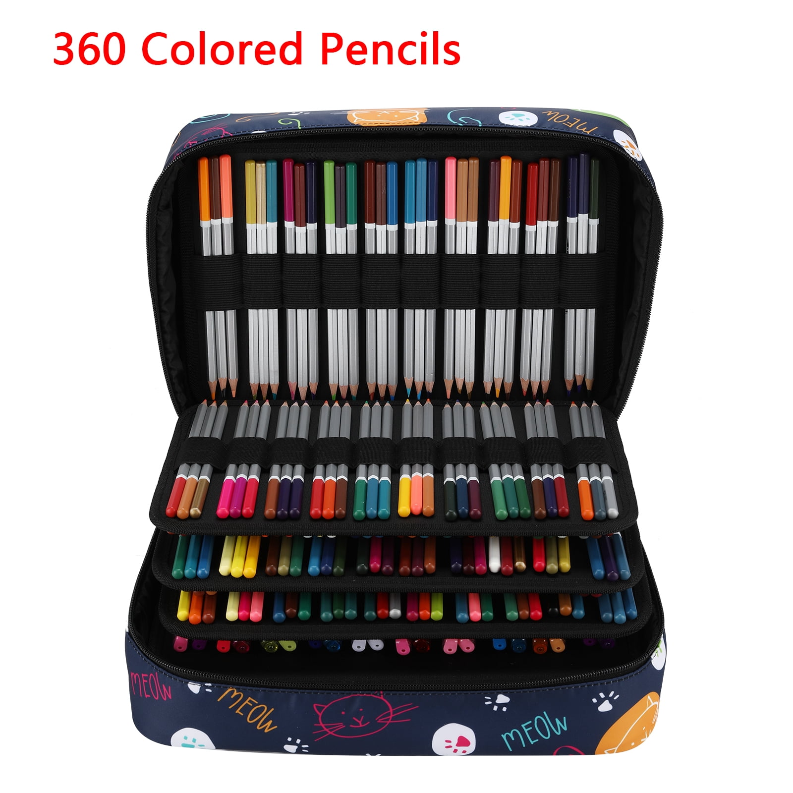 Portable 360-Slot Colored Pencil Case | Holds 240 Gel Pens | Large Capacity Art Organizer with Carry Handle for Watercolor Pencils & Markers