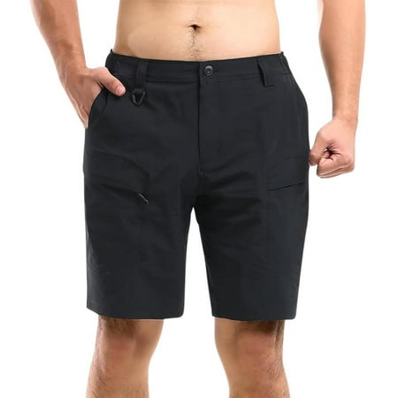Mceream Mens Cargo Shorts Elastic Waistband Lightweight Stretch Casual Quick Dry Hiking Cargo Shorts for Athletic Fishing Golf with Pockets Black L