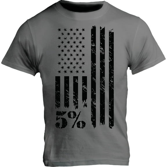 5% Nutrition Rich Piana Muscle T-Shirt, Patriotic US Flag Gray Short Sleeve Cotton Gym Workout Shirt