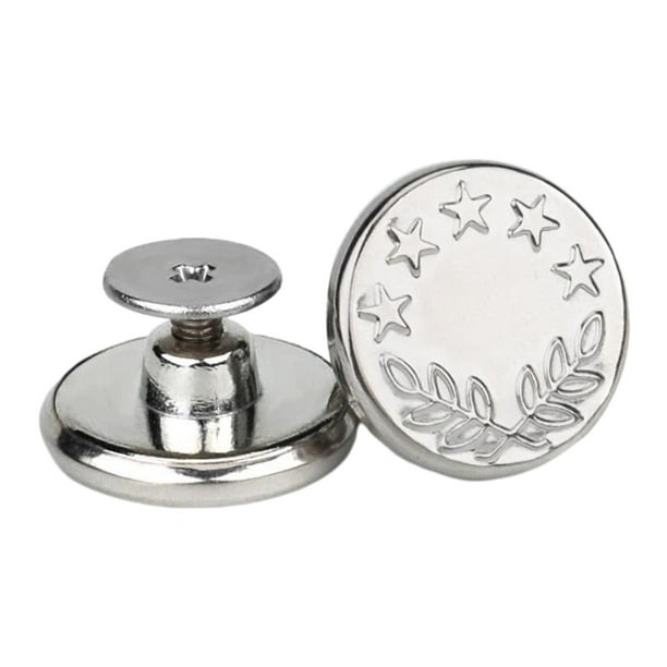 Reemplazo de tachuela de reparación de botones de mezclilla de aleación de zinc para chaqueta de jeans AU Estrella plateada