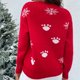 thumbnail image 4 of Otoño Invierno Mujer Navidad Impresión Empalme Cuello redondo Manga larga Línea Suéter Tops Blusa Pompotops hdfakjf11093, 4 of 8