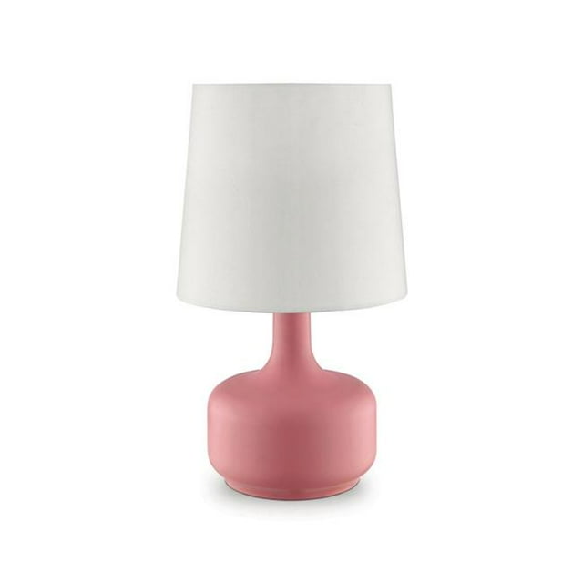Benzara BM209050 Contemporary Table Lamp with Pot Belly Base with Matte Pink Finish, Pink