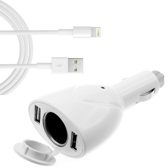 For iPad 9.7" (5th/6th Gen) - 2-Port USB Charger 6ft Long Cable Power Cord DC Socket Adapter Wire