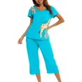 thumbnail image 1 of HAHDAXIA Womens Pajama Set Cotton Capri Pant Pyjama Short Sleeve Sleepwear Summer Pjs, 1 of 7