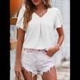 thumbnail image 4 of Blusas Elegantes de para Mujer, de Verano, con Pétalos Abullonados, Mangas , Cuello en V, Blusas Informales de Trabajo XXL, 4 of 8