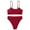 Wine, variant on WREESH Womens Two Piece Swimsuit High Cut Bikini Fashion Solid High Waist Bikini Push-Up Padded Swimsuit Beachwear Set Bikinis Siuts Bathing Suit Pink