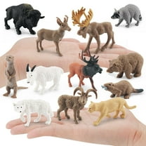 12Pcs Lifelike Animal Figurines Assortment Elk Bison Miniature Jungle Animals for Garden Yard Lawn Teaching Props Kids Birthday Gift