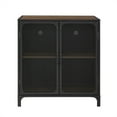 thumbnail image 4 of Walker Edison Malcomb Industrial Metal Mesh 2 Door Storage Cabinet , 30 Inch, Rustic Oak, 4 of 8