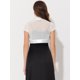 thumbnail image 4 of Satén Shrug Bolero Cap Sleeve Business Open Front Crop Cardigan para mujer blanco M, 4 of 5