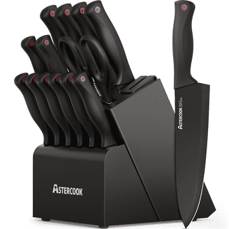 Tasty 15-Piece Stainless Steel Kitchen Knife Set With Block, Soft