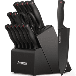 Astercook 15-Piece Knife Block Set with Built-in Sharpener