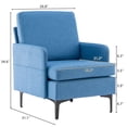 thumbnail image 7 of Single Sofa Chair, Linen Lounge Armchair, Comfy Reading Accent Chair, Mid -Century Accent Chair with Black Metal Legs, for Living Room Bedroom (Blue), 7 of 7