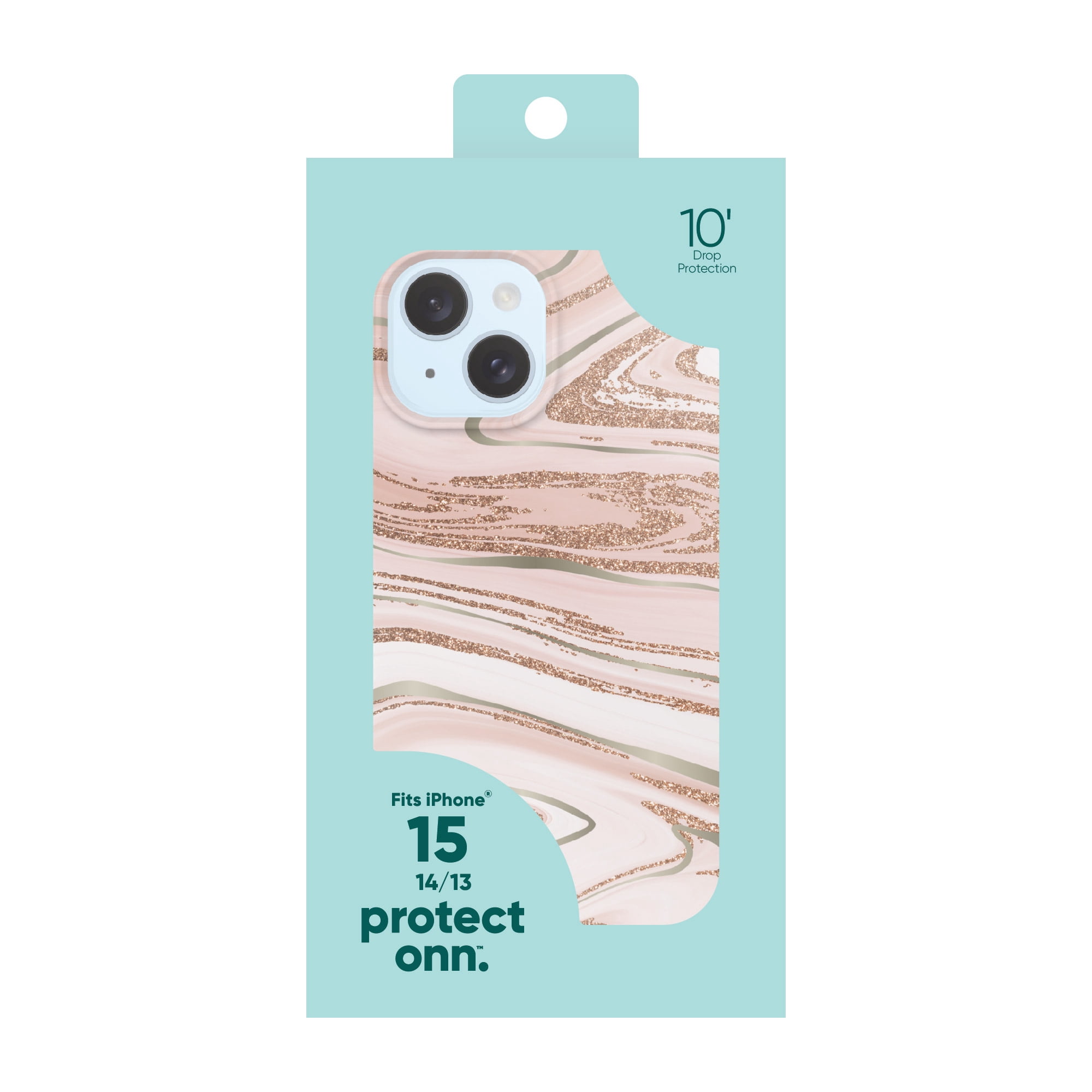 onn. Phone Case for iPhone 17e / iPhone 16e / iPhone 15 / iPhone 14 / iPhone 13 - Pink Gold Marble