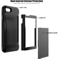 thumbnail image 3 of for iPhone SE Case with Card Holder Heavy Duty Protective Dual Layer Shockproof Hidden Card Slot Slim Wallet Case for Women and Man-Black, 3 of 11
