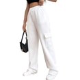 thumbnail image 3 of Womens Cargo Sweatpants Baggy Fleece High Waisted Joggers Sweat Pants Athletic Pants White XL, 3 of 8