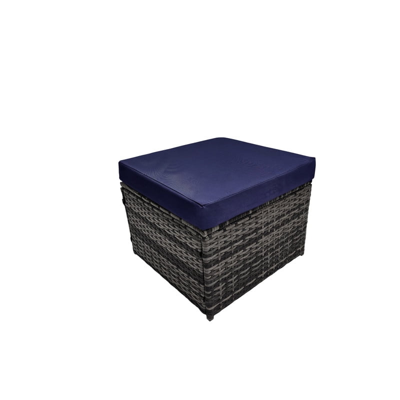 6-Piece Patio Furniture Set with 2 Ottomans, PE Wicker Sectional Sofa Set with Glass Coffee Table, Patio Conversation Set with Thick Cushion for Backyard Lawn